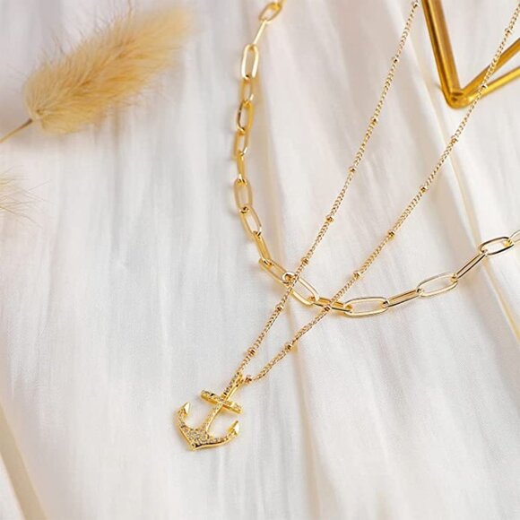 Layered Heart Necklace Pendant Handmade 18k Gold Plated Dainty Gold Choker Arrow - Picture 3 of 5